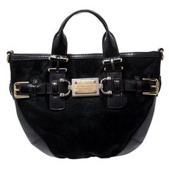 Dolce and Gabbana Black Calfhair and Leather Miss Mary Hobo