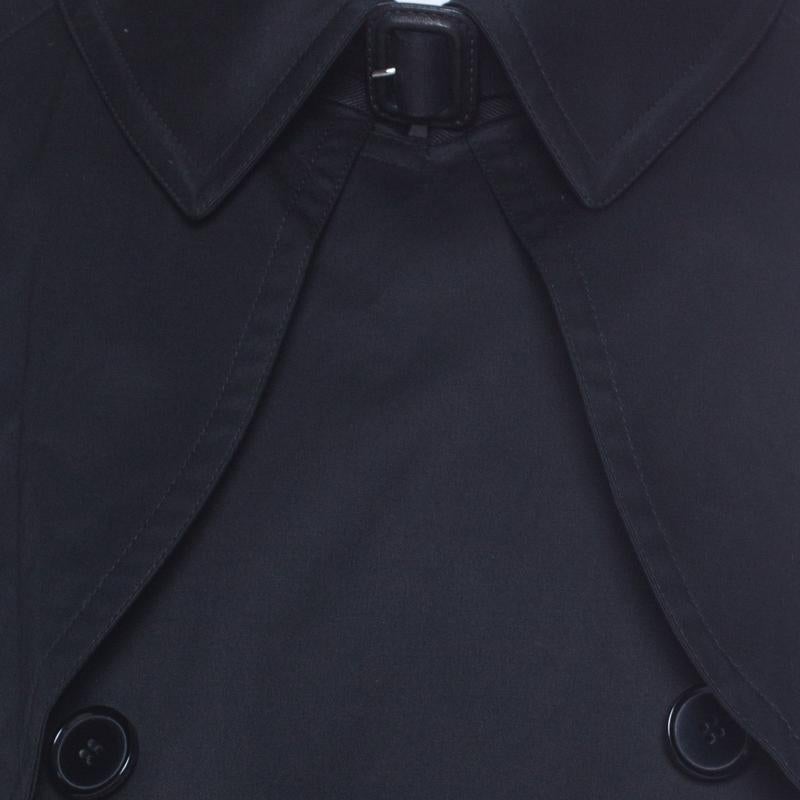 Dolce and Gabbana Black Cotton Double Breasted Belted Coat XXL 2