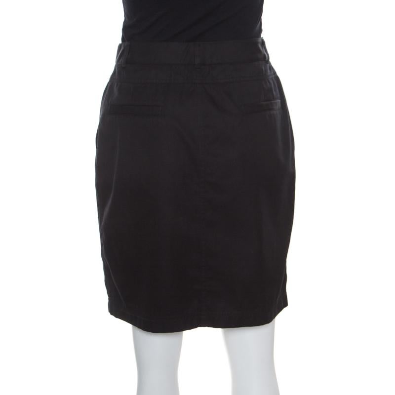Dolce and Gabbana Black Cotton Pleat Front Mini Skirt S In Good Condition In Dubai, Al Qouz 2