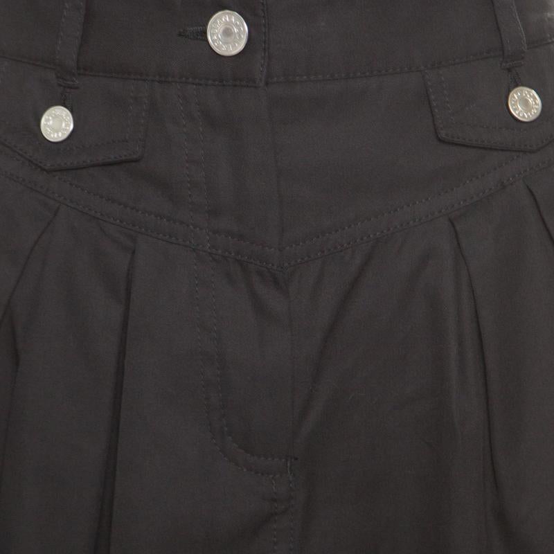 Women's Dolce and Gabbana Black Cotton Pleat Front Mini Skirt S