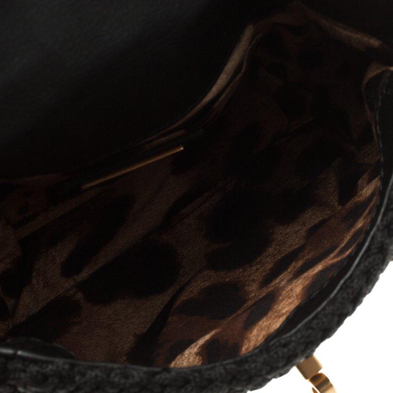 Women's Dolce and Gabbana Black Crochet Padlock Crossbody Bag