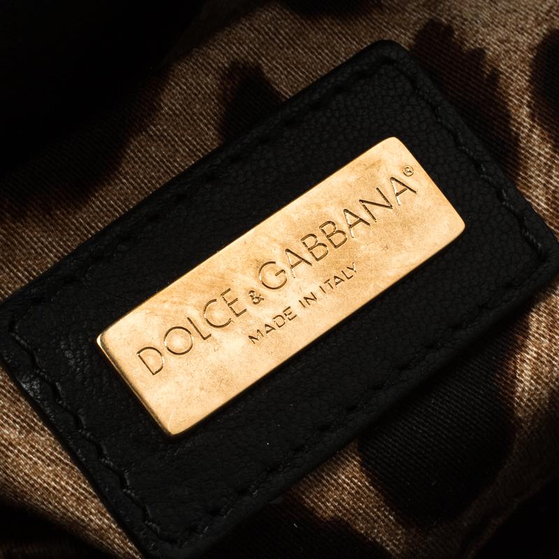 Dolce and Gabbana Black Crochet Padlock Crossbody Bag 1