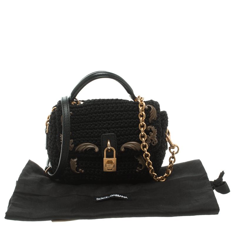 Dolce and Gabbana Black Crochet Padlock Crossbody Bag 2