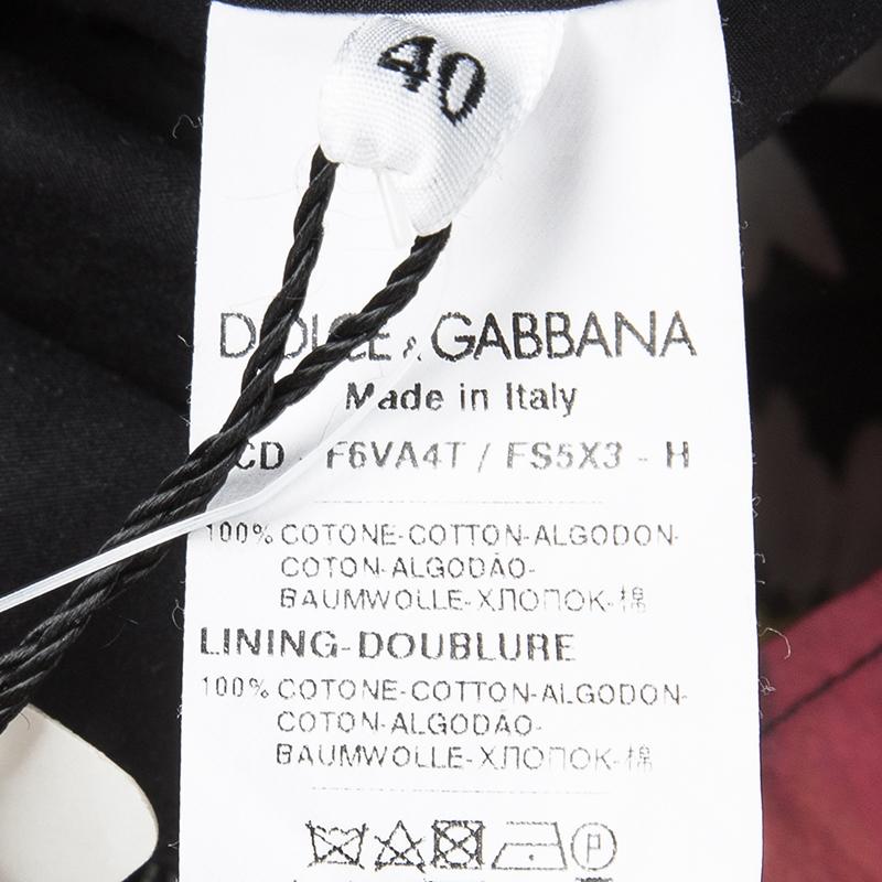Dolce and Gabbana Black Daisy Printed Cotton Short Sleeve Dress S 2