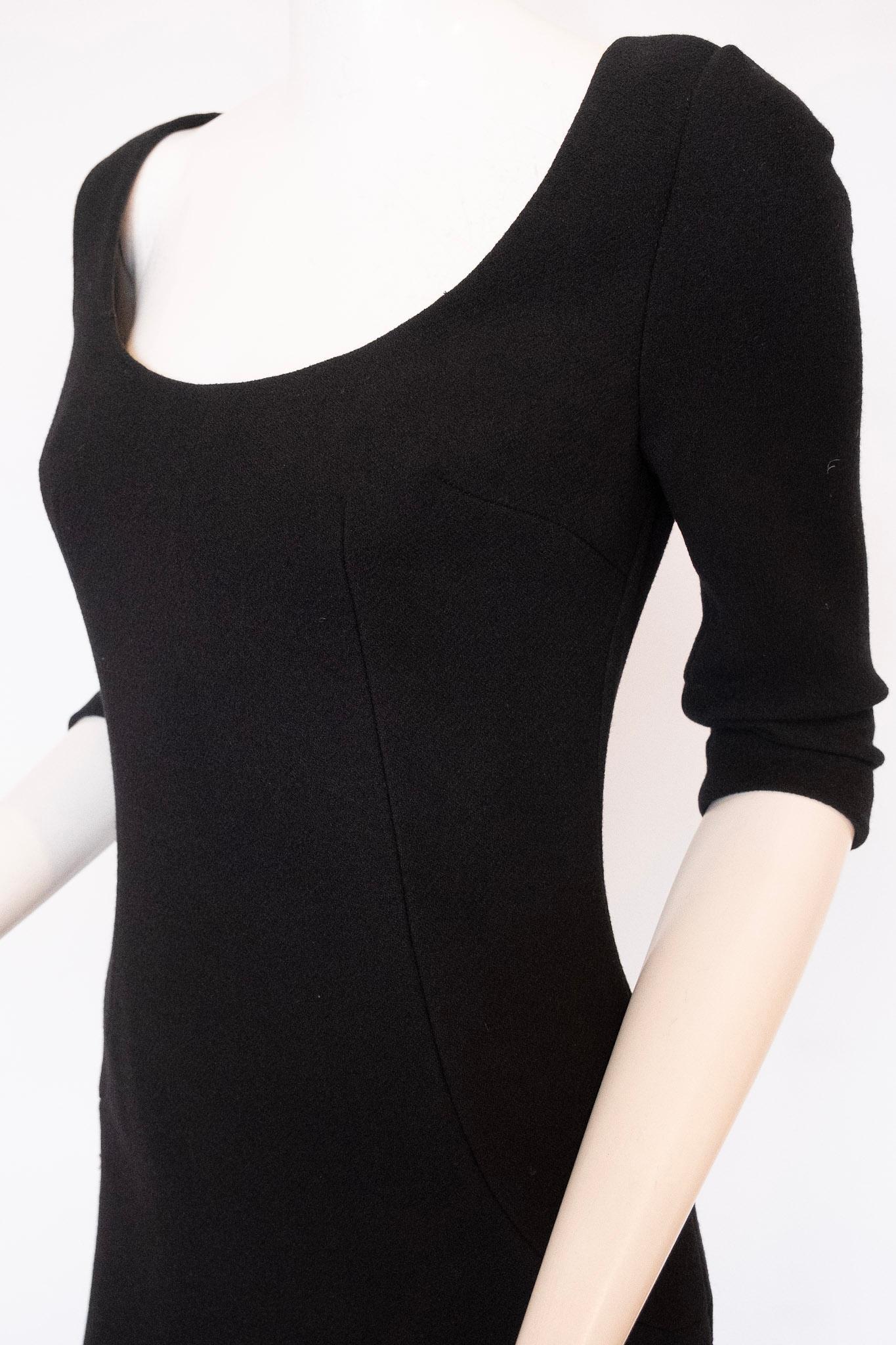 Women's DOLCE & GABBANA, Black Sheath Midi Dress, Quarter Length Sleeves and Scoop Neck For Sale