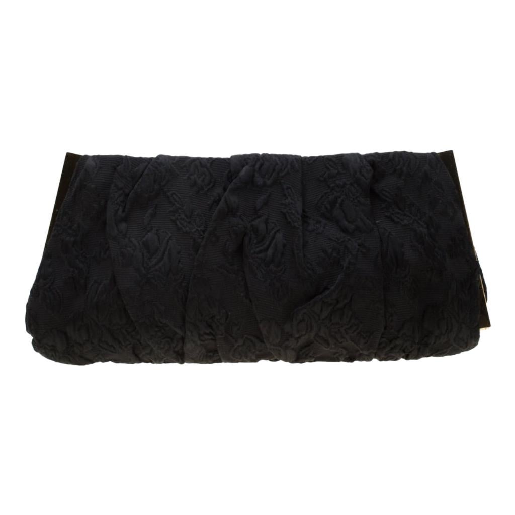 Dolce and Gabbana Black Floral Embossed Fabric Miss Lady Clutch