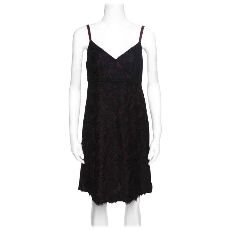 Dolce and Gabbana Black Floral Lace Sleeveless Dress M