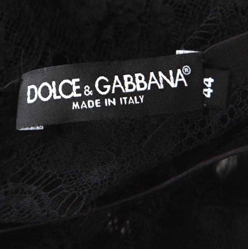 Women's Dolce and Gabbana Black Floral Lace Sleeveless Mesh Top M