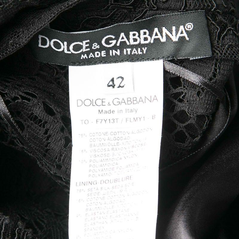 Women's Dolce and Gabbana Black Floral Lace Sleeveless Top M