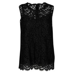 Dolce and Gabbana Black Floral Lace Sleeveless Top M