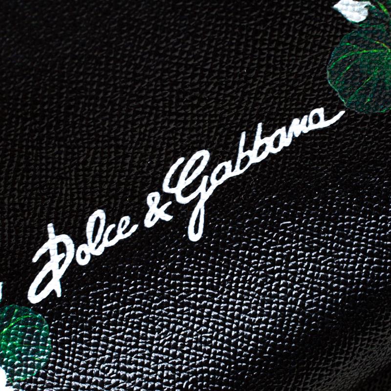 Dolce and Gabbana Black Floral Print Leather Medium Sicily Bag 3