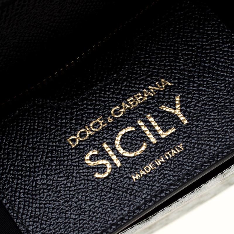 Dolce and Gabbana Black Floral Print Leather Medium Sicily Bag 4