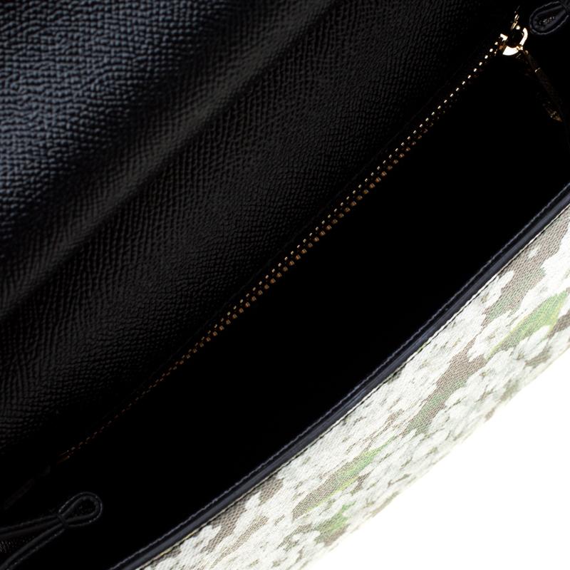 Dolce and Gabbana Black Floral Print Leather Medium Sicily Bag 5
