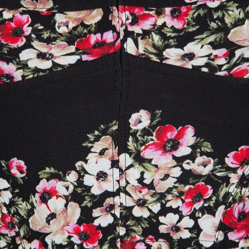Women's Dolce and Gabbana Black Floral Print Sleeveless Bodycon Dress XS