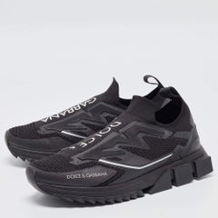Dolce and Gabbana Black Knit Fabric Sorrento Sneakers Size 41
