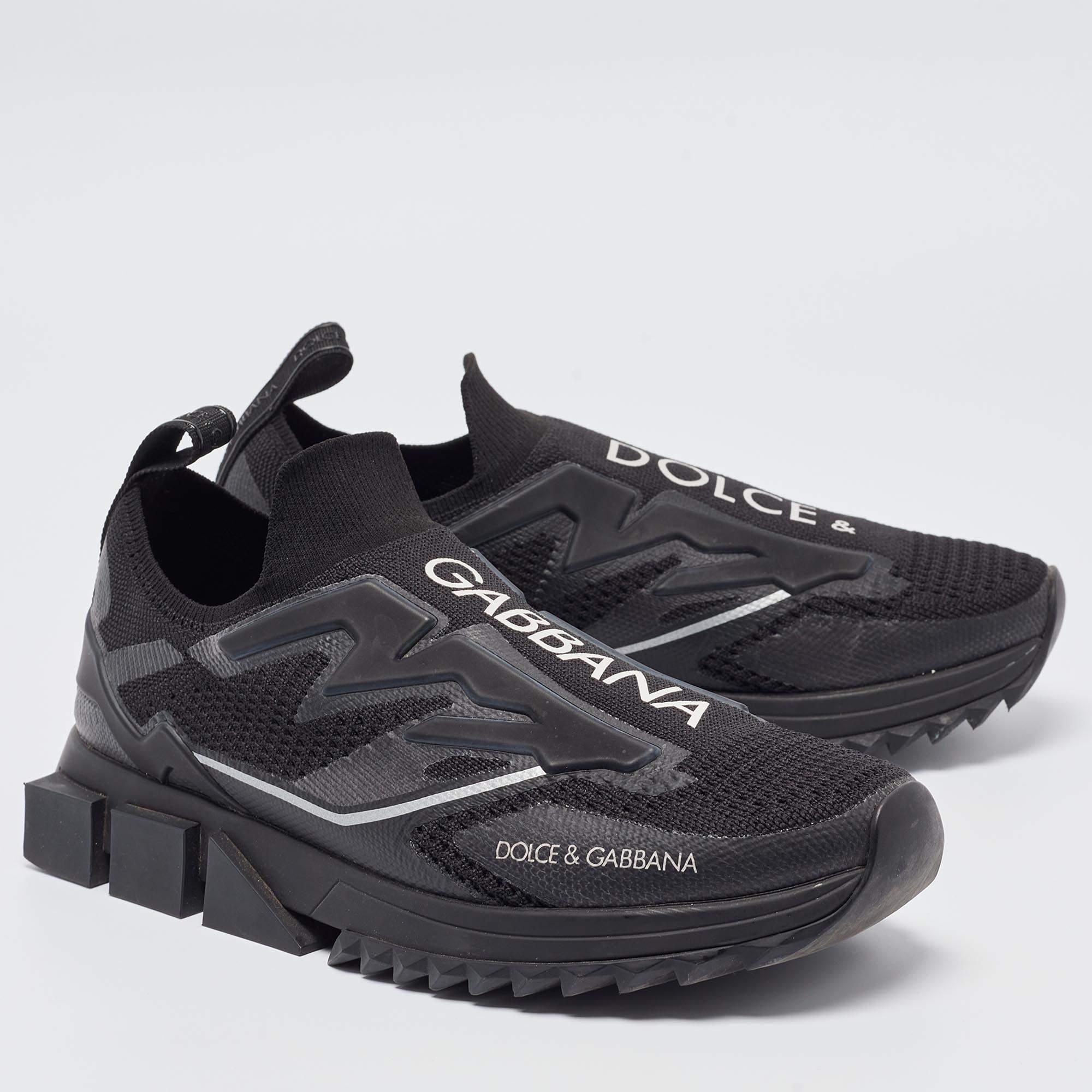 Men's Dolce and Gabbana Black Knit Fabric Sorrento Sneakers Size 41