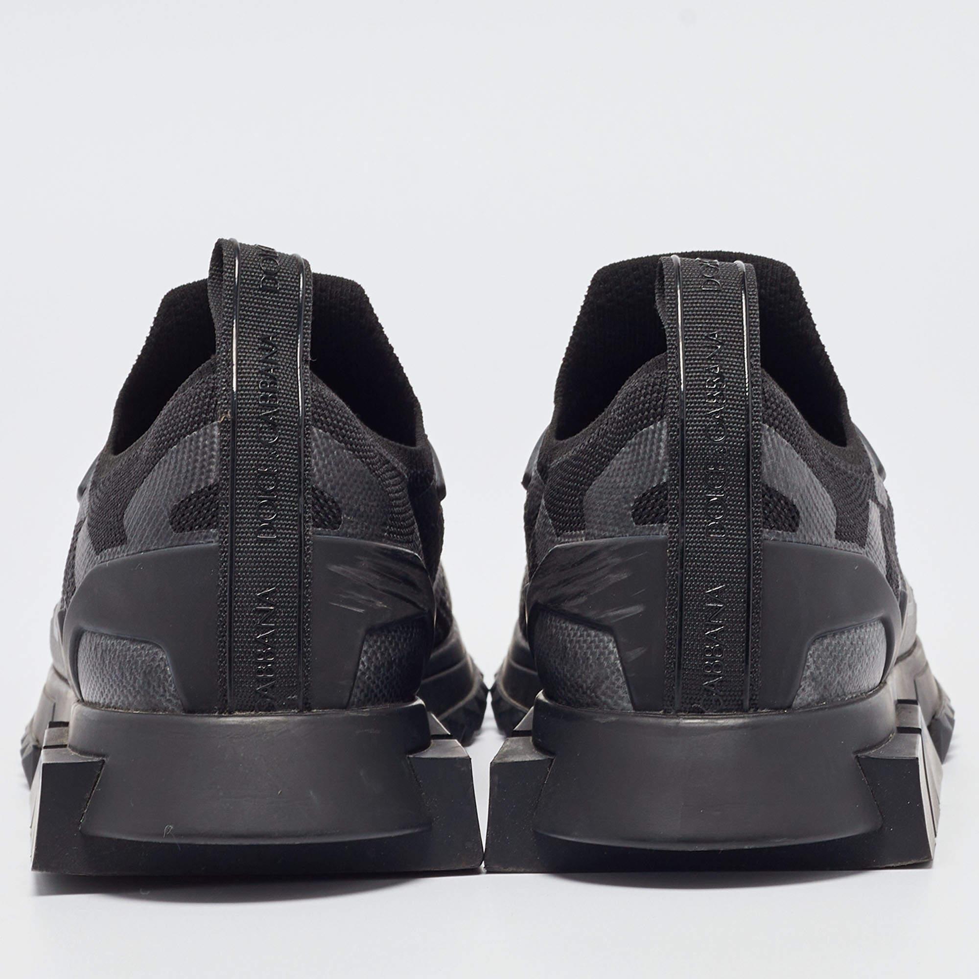 Dolce and Gabbana Black Knit Fabric Sorrento Sneakers Size 41 1