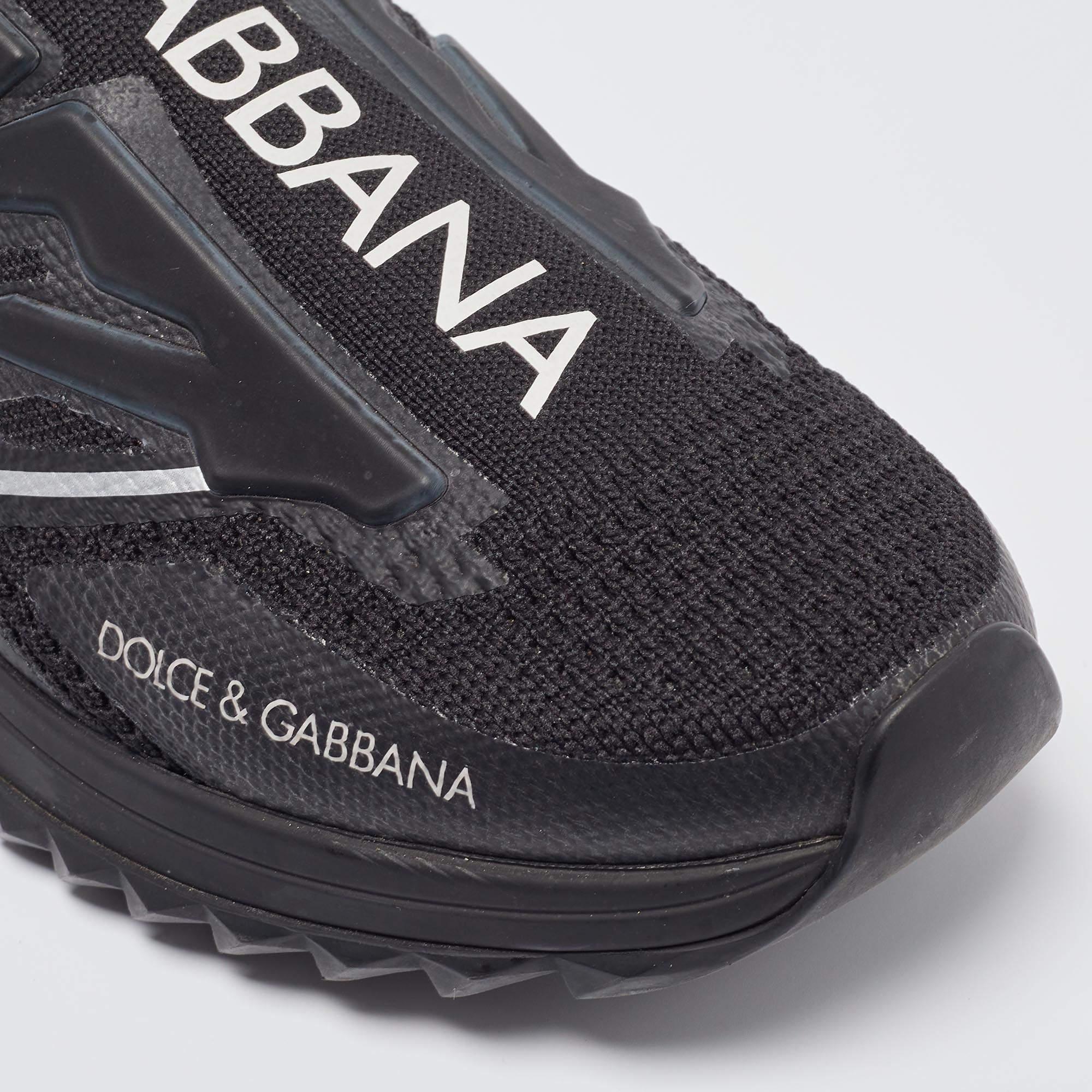 Dolce and Gabbana Black Knit Fabric Sorrento Sneakers Size 41 3