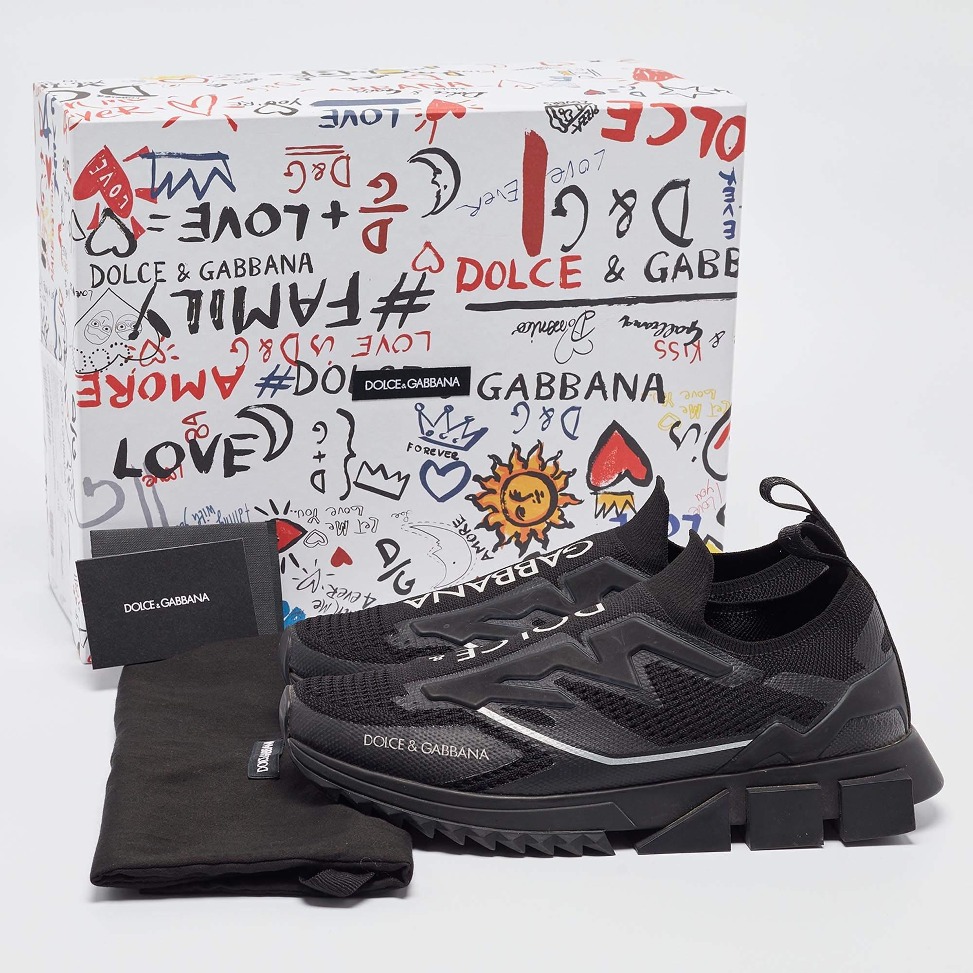 Dolce and Gabbana Black Knit Fabric Sorrento Sneakers Size 41 5