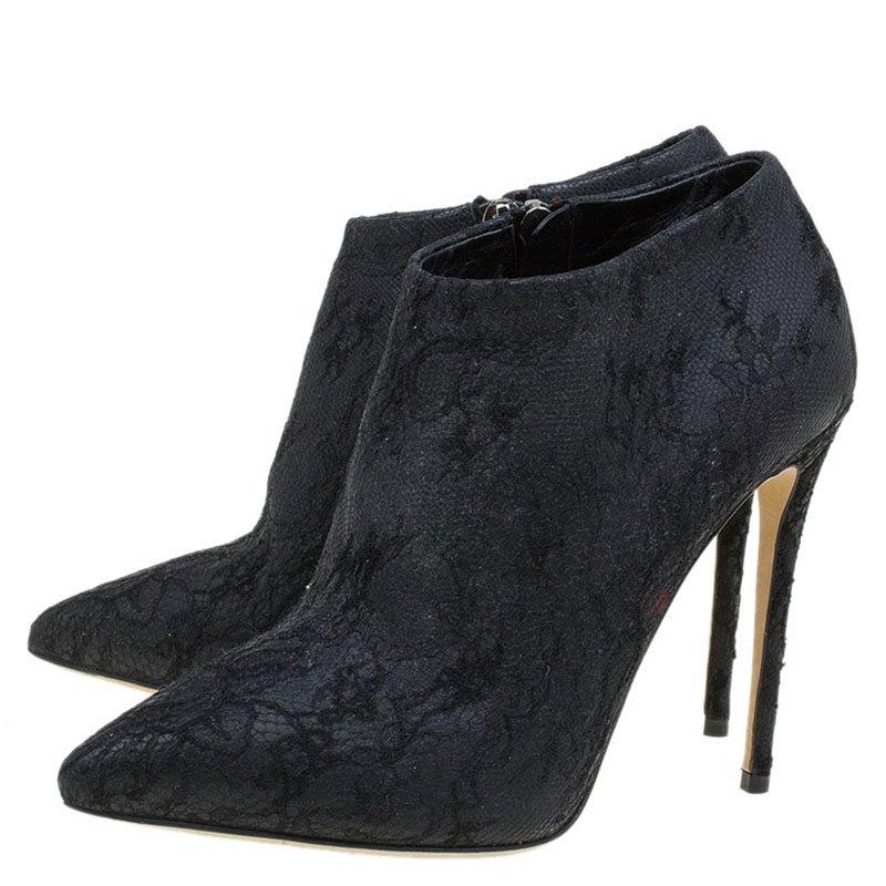 Dolce and Gabbana Black Lace Ankle Boots Size 36 1