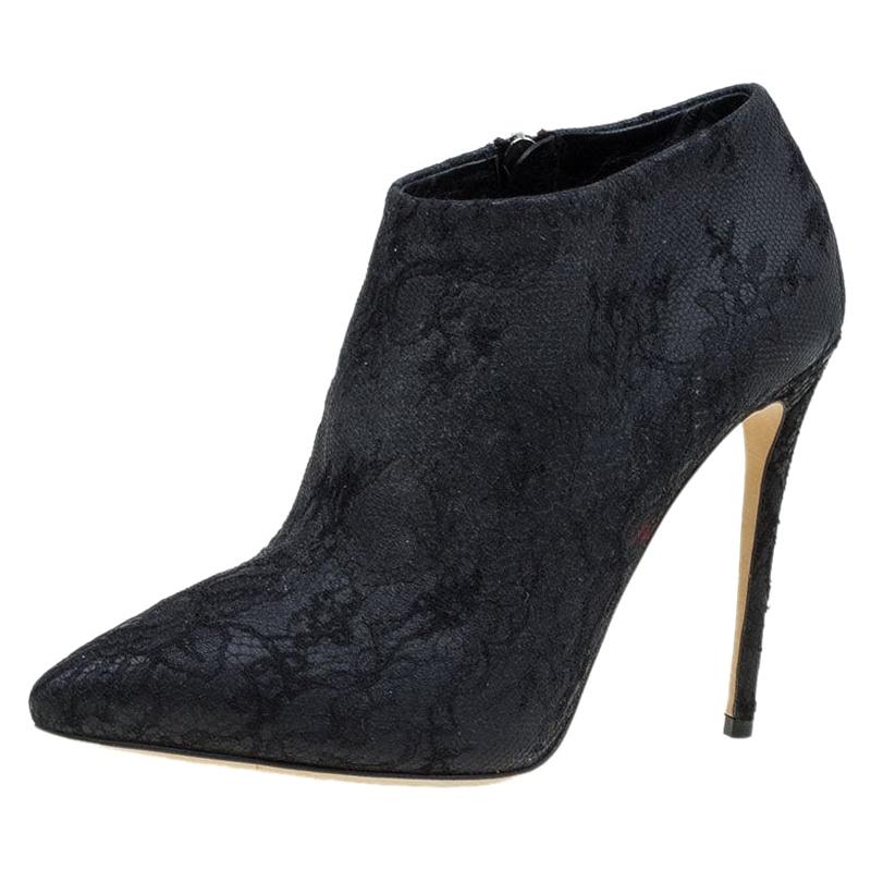 Dolce and Gabbana Black Lace Ankle Boots Size 36