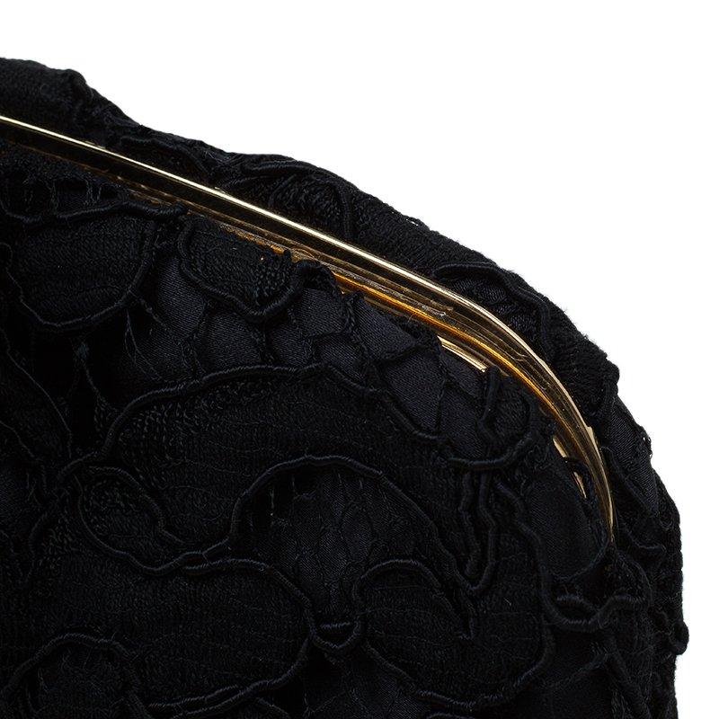 Dolce and Gabbana Black Lace Bow Evening Bag 2