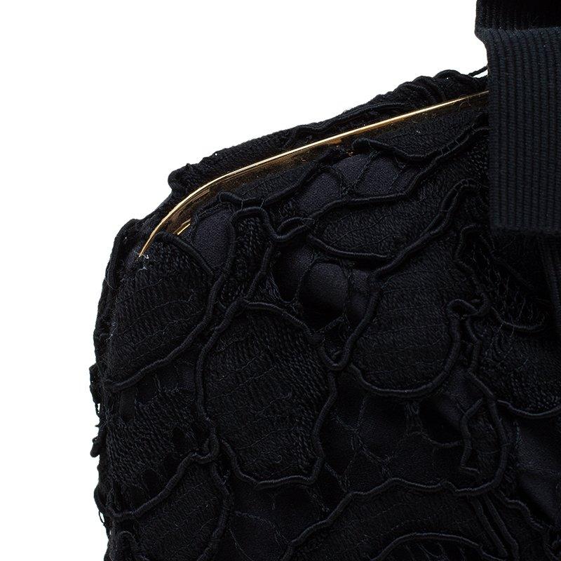 Dolce and Gabbana Black Lace Bow Evening Bag 3