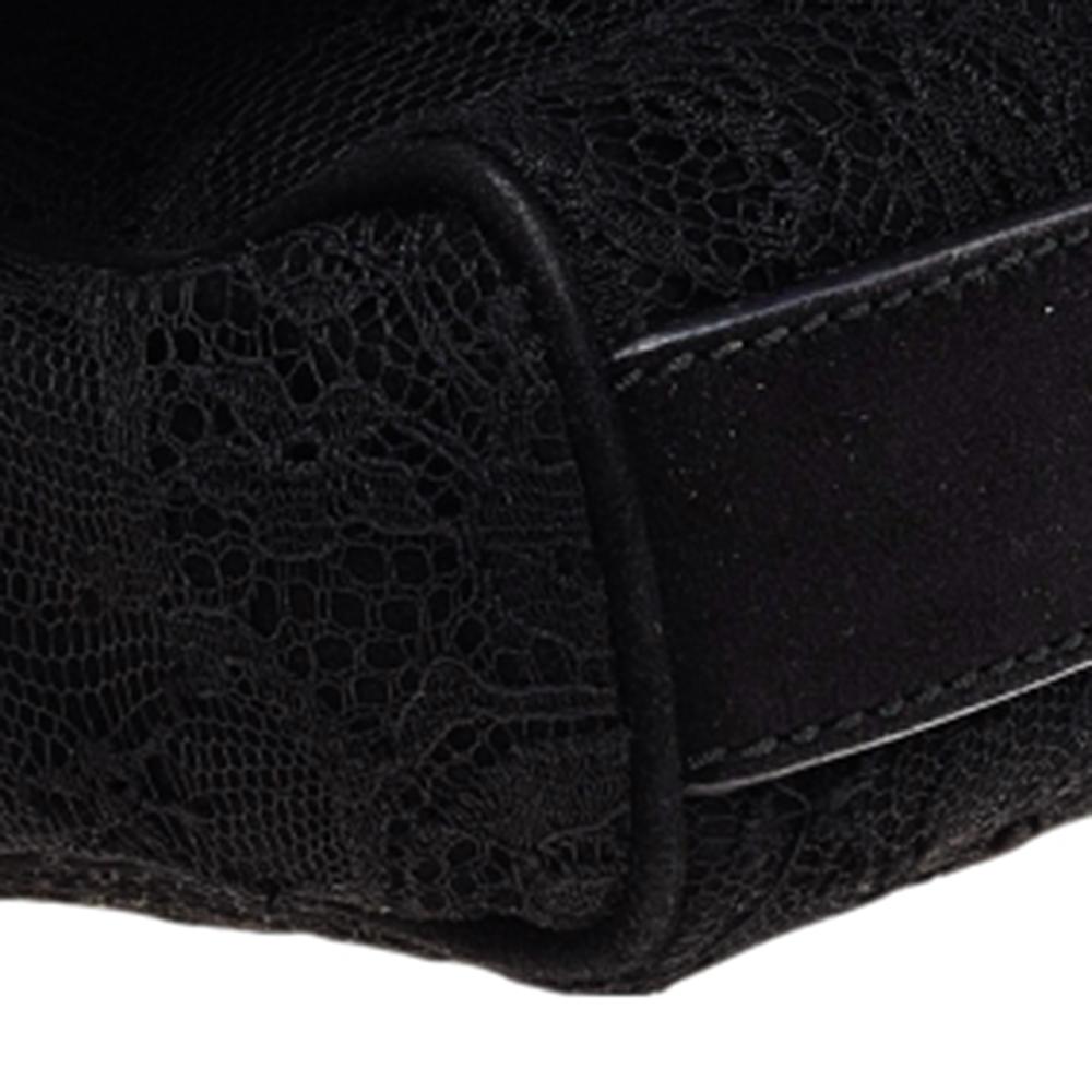 Dolce and Gabbana Black Lace Flap Shoulder Bag 2