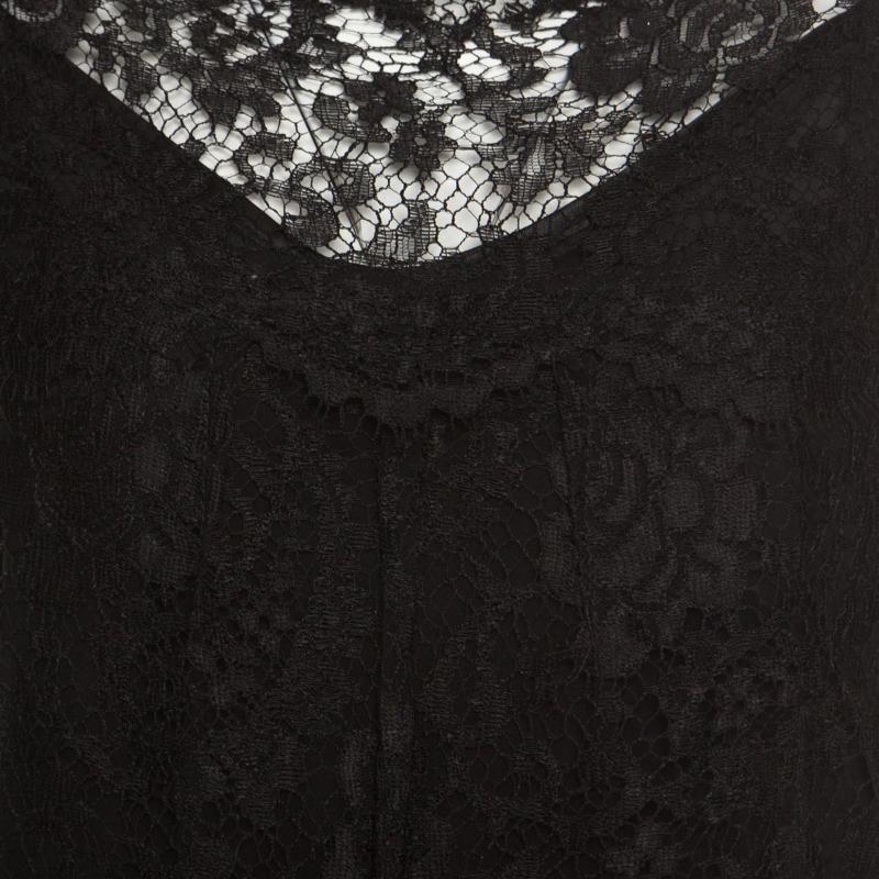 Dolce and Gabbana Black Lace Ruffle Sleeve and Hem Detail Midi Dress M 1