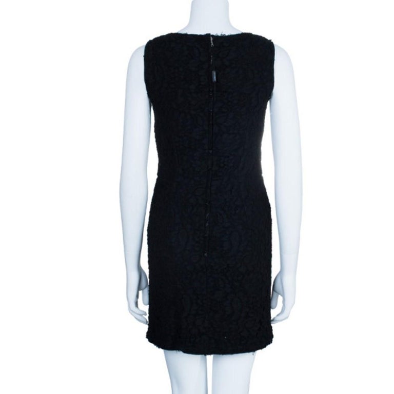 Dolce and Gabbana Black Lace Shift Dress M For Sale at 1stDibs