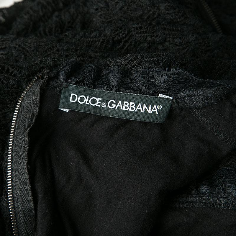 Dolce and Gabbana Black Lace Sleeveless Dress M 1