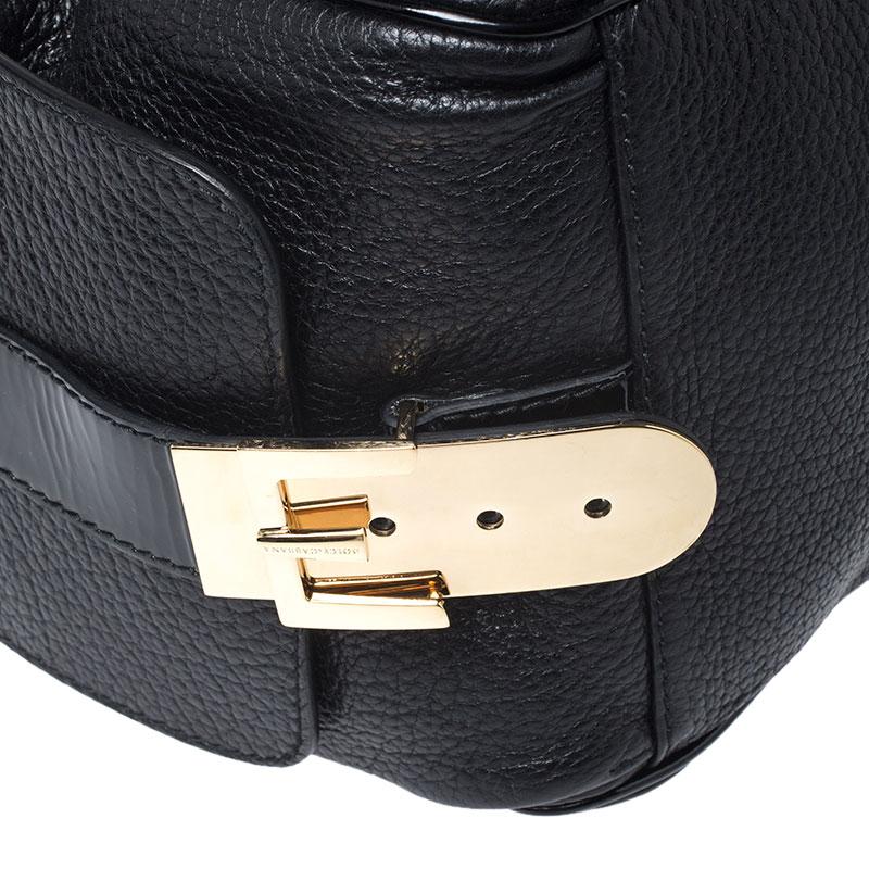 Dolce and Gabbana Black Leather and Patent Leather Shoulder Bag 6