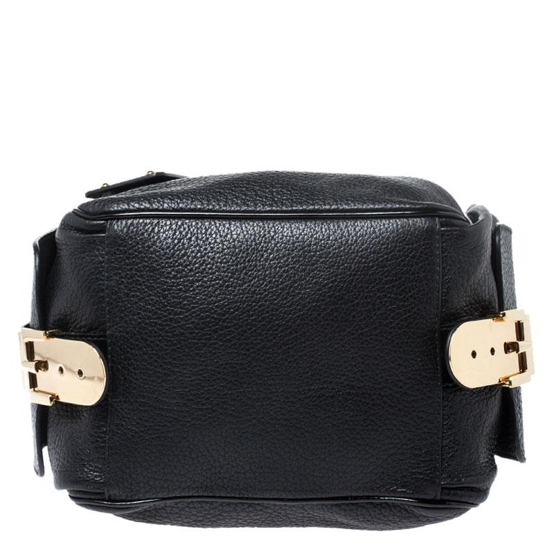 Dolce and Gabbana Black Leather and Patent Leather Shoulder Bag 1