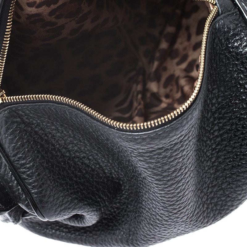 Dolce and Gabbana Black Leather and Patent Leather Shoulder Bag 4