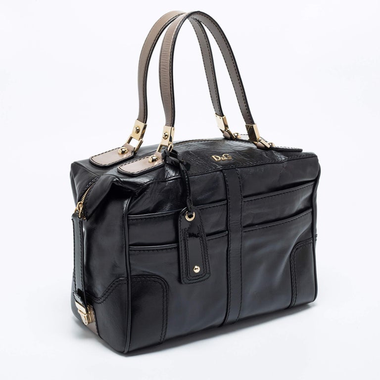 Dolce and Gabbana Black Leather Bowling Bag For Sale at 1stDibs