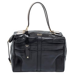 Dolce and Gabbana Black Leather Bowling Bag