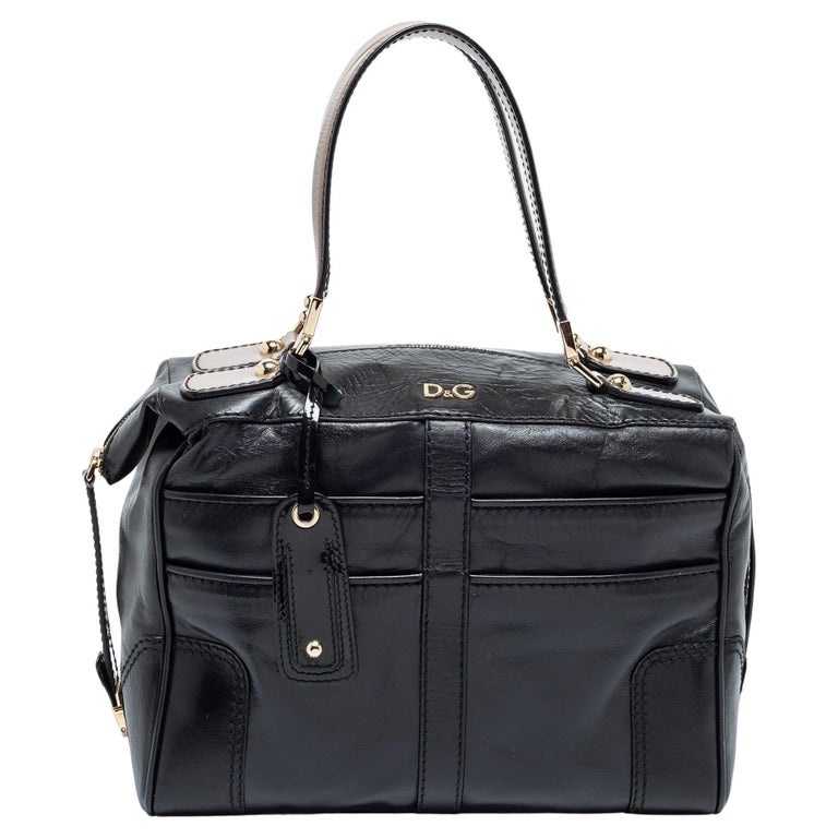Dolce and Gabbana Black Leather Bowling Bag For Sale at 1stDibs