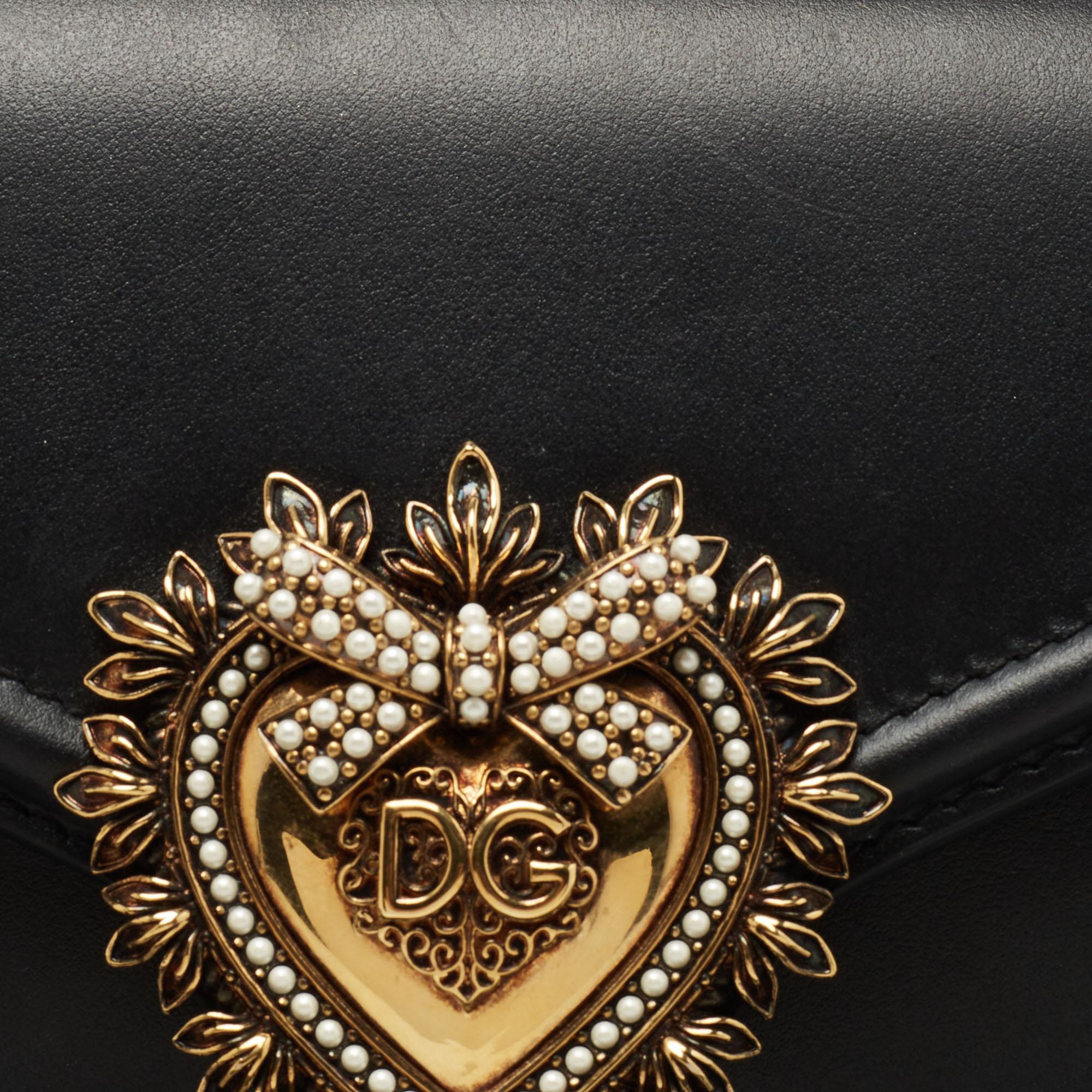 Dolce and Gabbana Black Leather Devotion Belt Bag 2