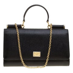 Dolce and Gabbana Black Leather Disco Clutch For Sale at 1stDibs