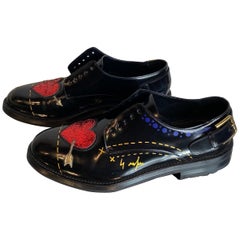 Used Dolce and Gabbana black leather heart Loafers