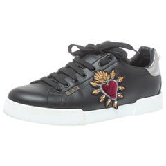 Dolce and Gabbana Black Leather Heart Low Top Sneakers Size 43.5 at 1stDibs  | dolce gabbana sneakers with heart, dolce and gabbana heart shoes, dolce  gabbana heart shoes