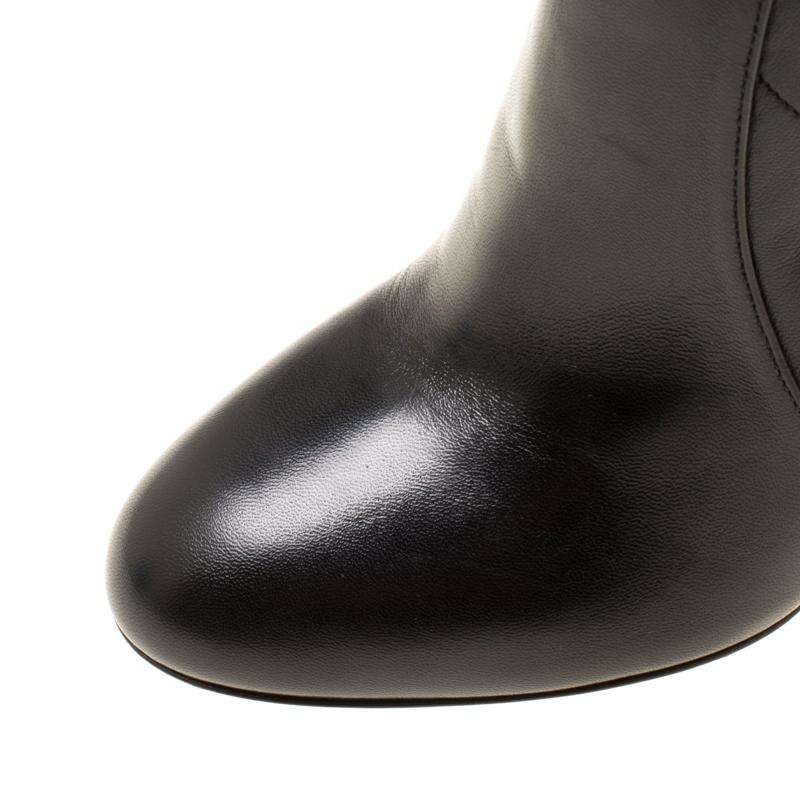 Dolce and Gabbana Black Leather Knee Boots Size 37 2