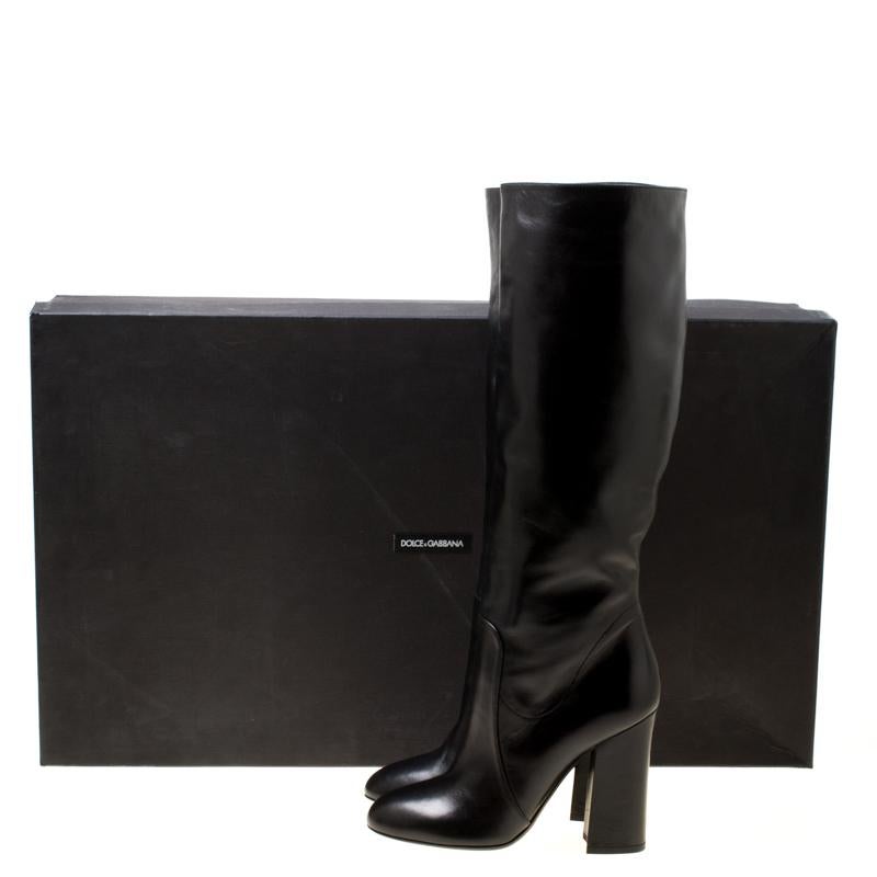 Dolce and Gabbana Black Leather Knee Boots Size 37 4