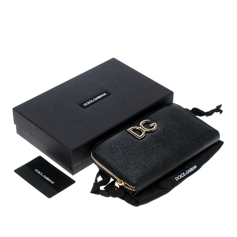Dolce and Gabbana Black Leather Logo Zip Around Wallet 6