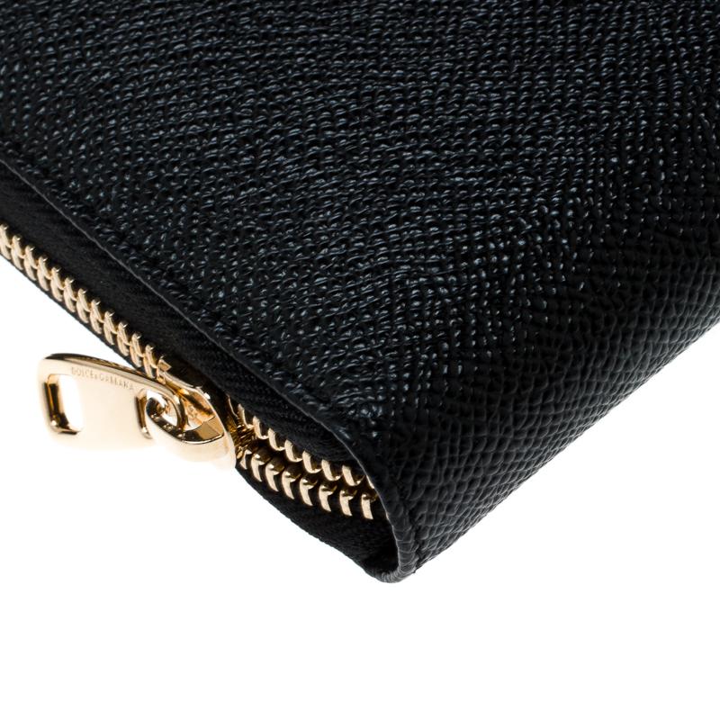 Dolce and Gabbana Black Leather Logo Zip Around Wallet 2