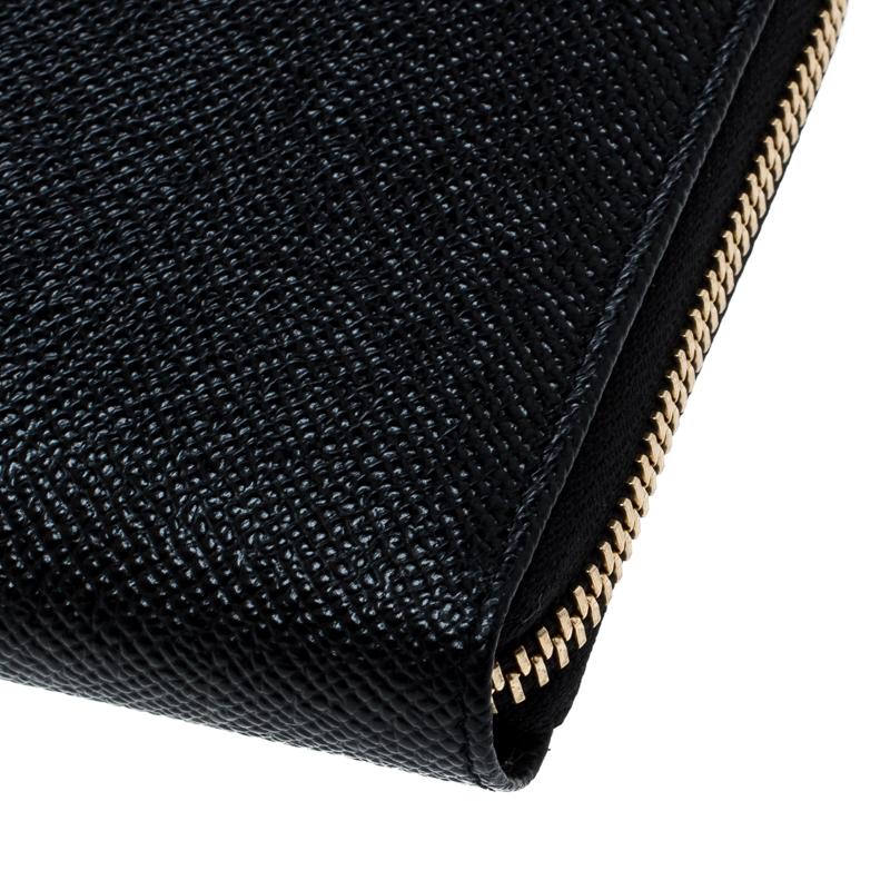 Dolce and Gabbana Black Leather Logo Zip Around Wallet 3