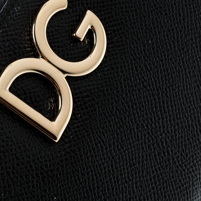 Dolce and Gabbana Black Leather Logo Zip Around Wallet 4
