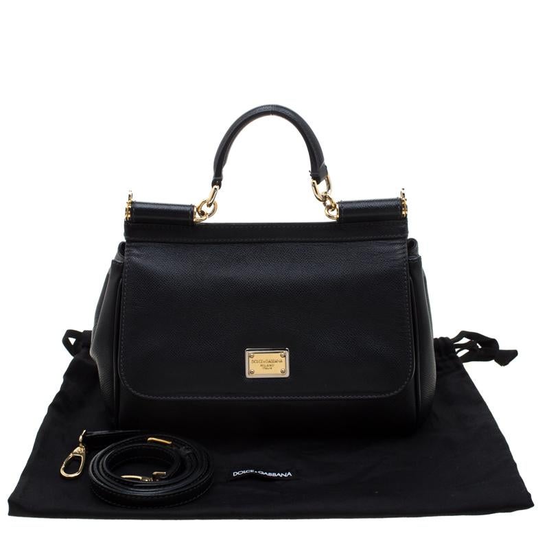 Dolce and Gabbana Black Leather Medium Miss Sicily Tote 7