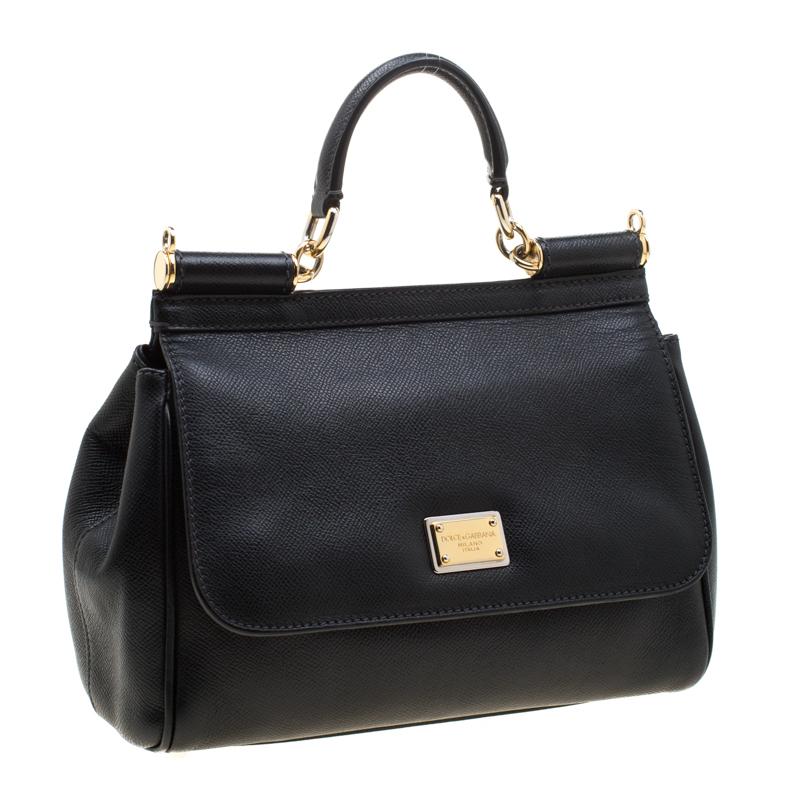 Dolce and Gabbana Black Leather Medium Miss Sicily Tote 3
