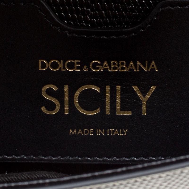Dolce and Gabbana Black Leather Medium Sicily Santa Top Handle Bag 1